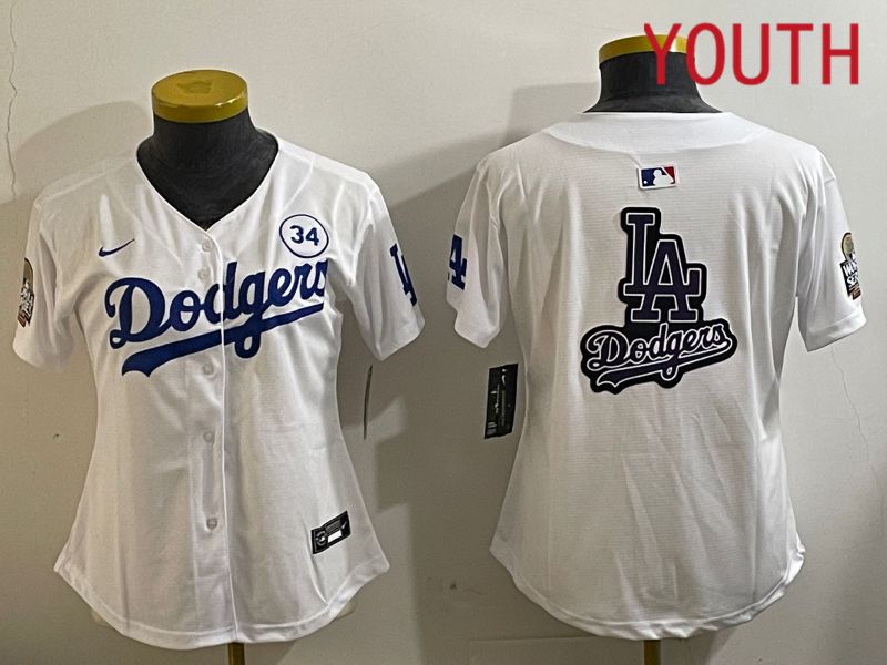 Youth Los Angeles Dodgers Blank White Game 2024 Nike MLB Jersey style 11216->youth mlb jersey->Youth Jersey